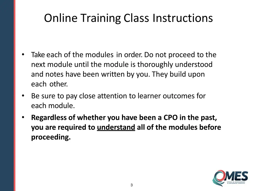 online training class instructions