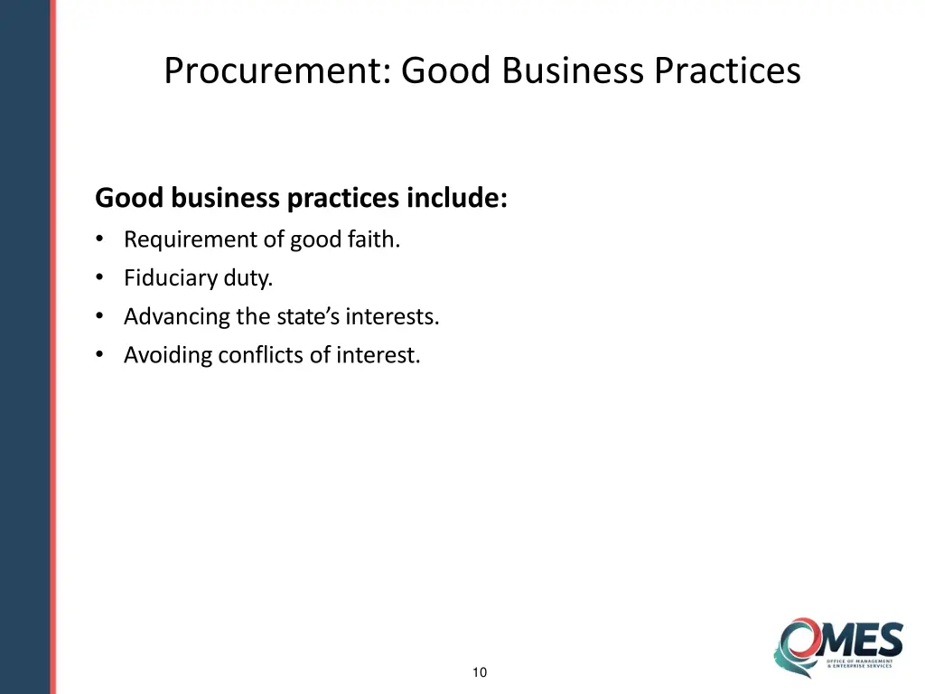 procurement good business practices