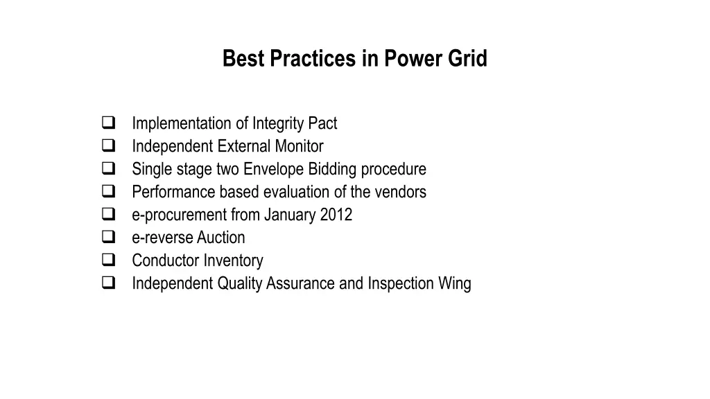 best practices in power grid