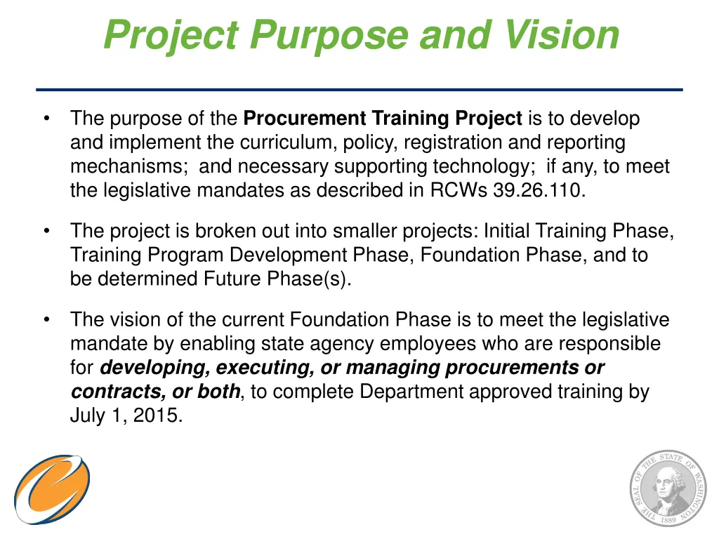 project purpose and vision