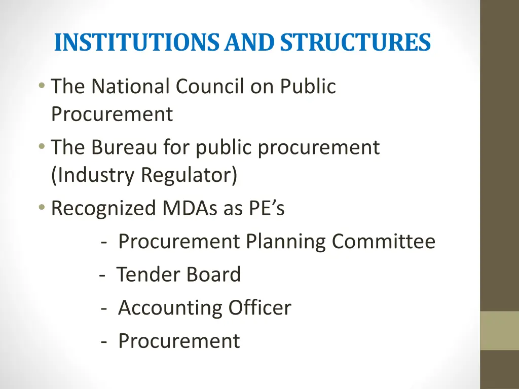 institutions and structures