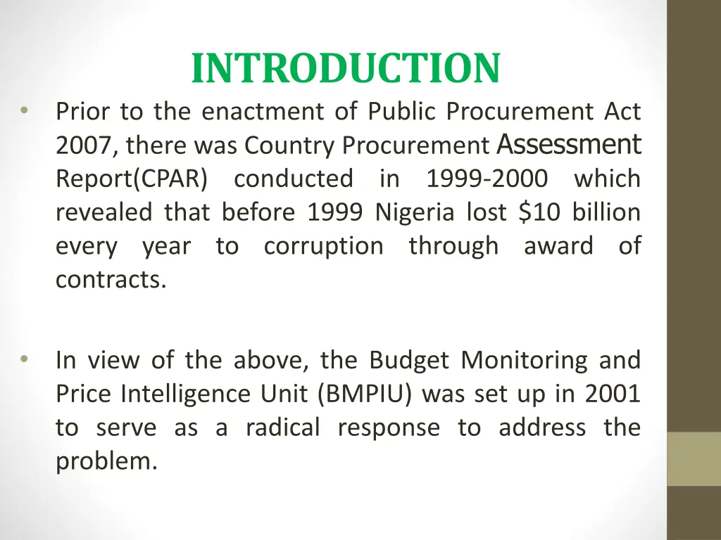 introduction prior to the enactment of public