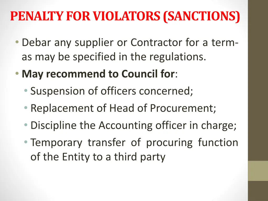 penalty for violators sanctions