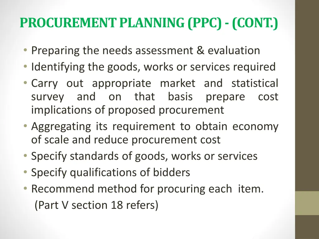 procurement planning ppc cont