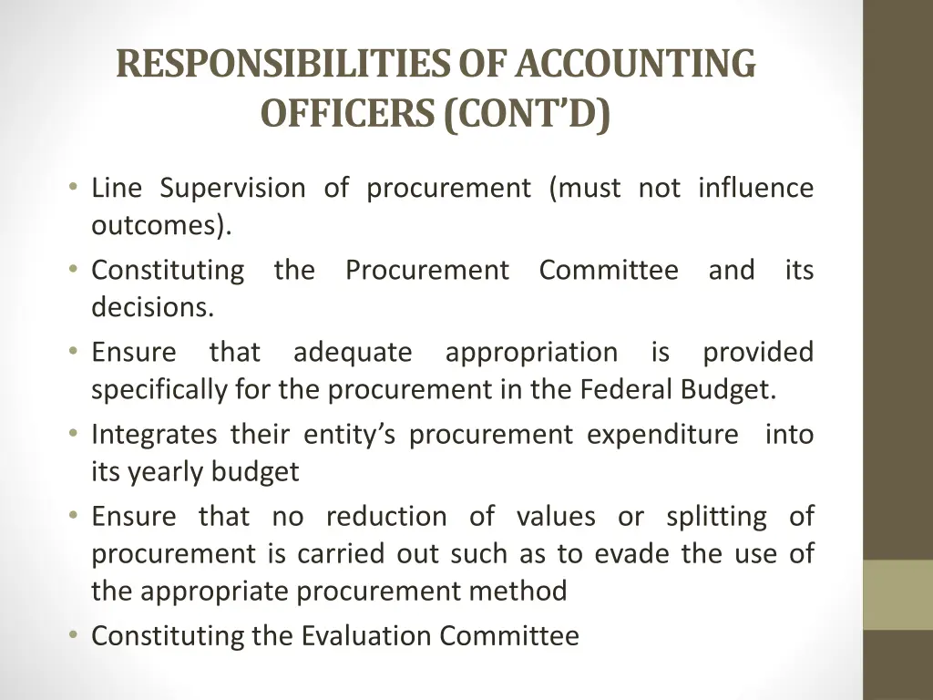 responsibilities of accounting officers cont d