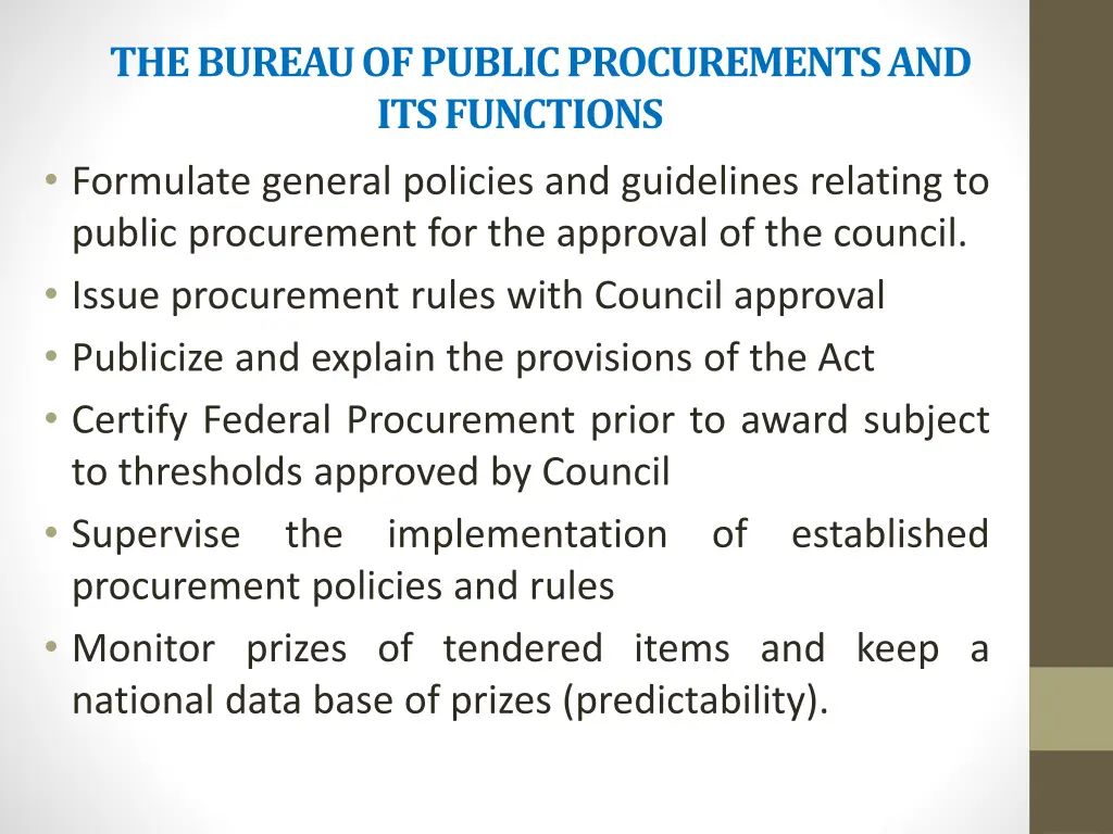 the bureau of public procurements