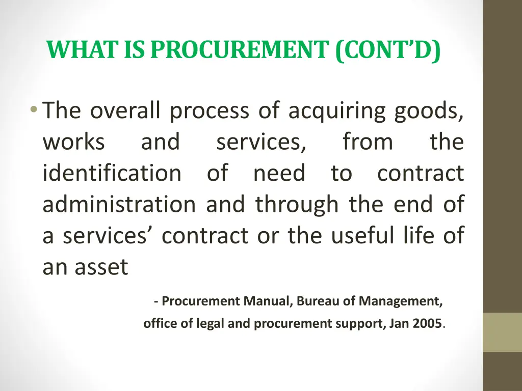 what is procurement cont d