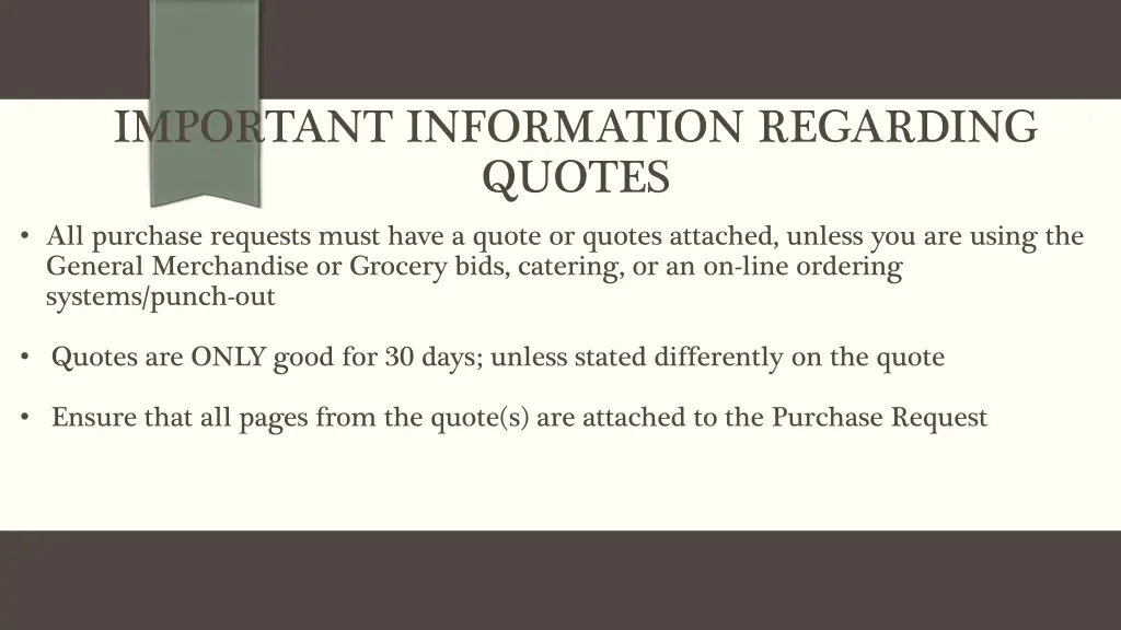 important information regarding quotes