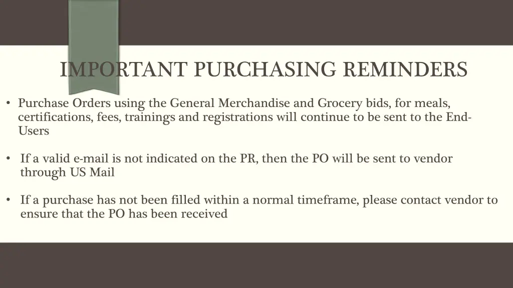 important purchasing reminders