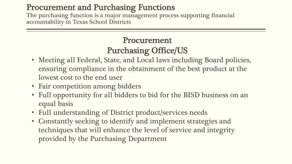 procurement and purchasing functions procurement