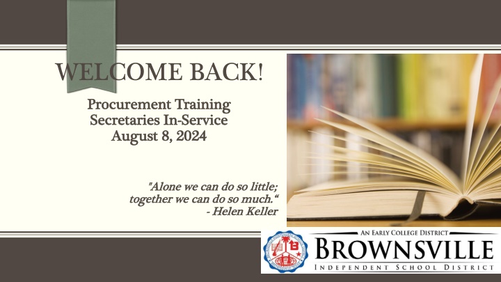 welcome back procurement training procurement