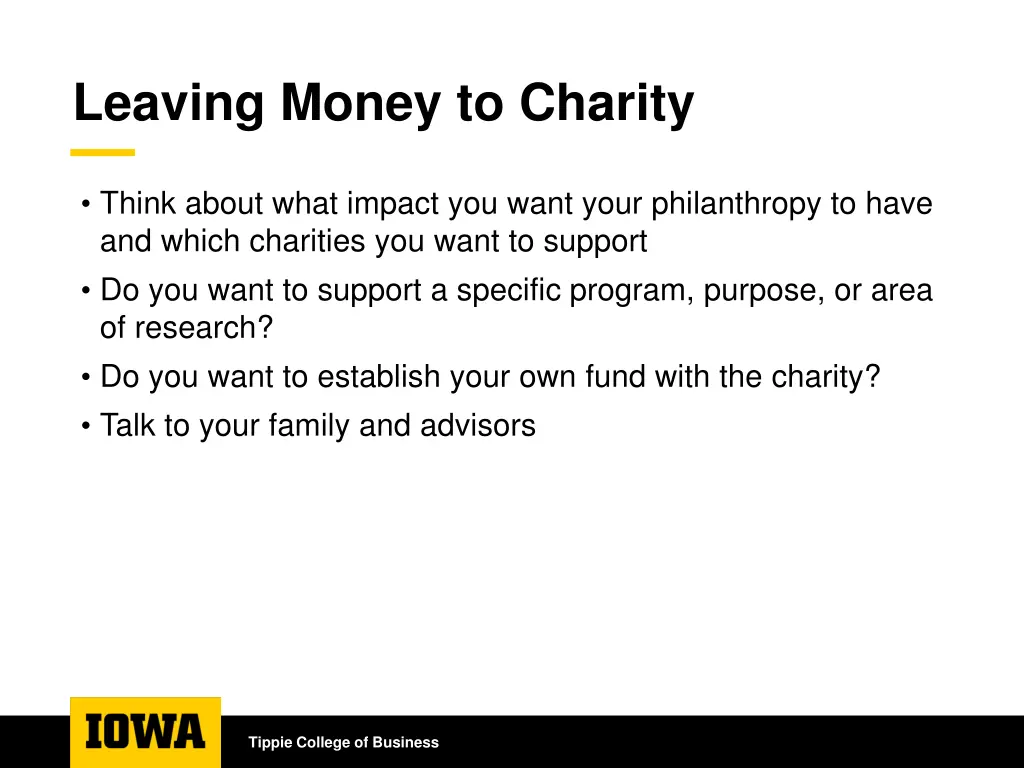 leaving money to charity