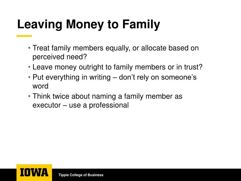 leaving money to family
