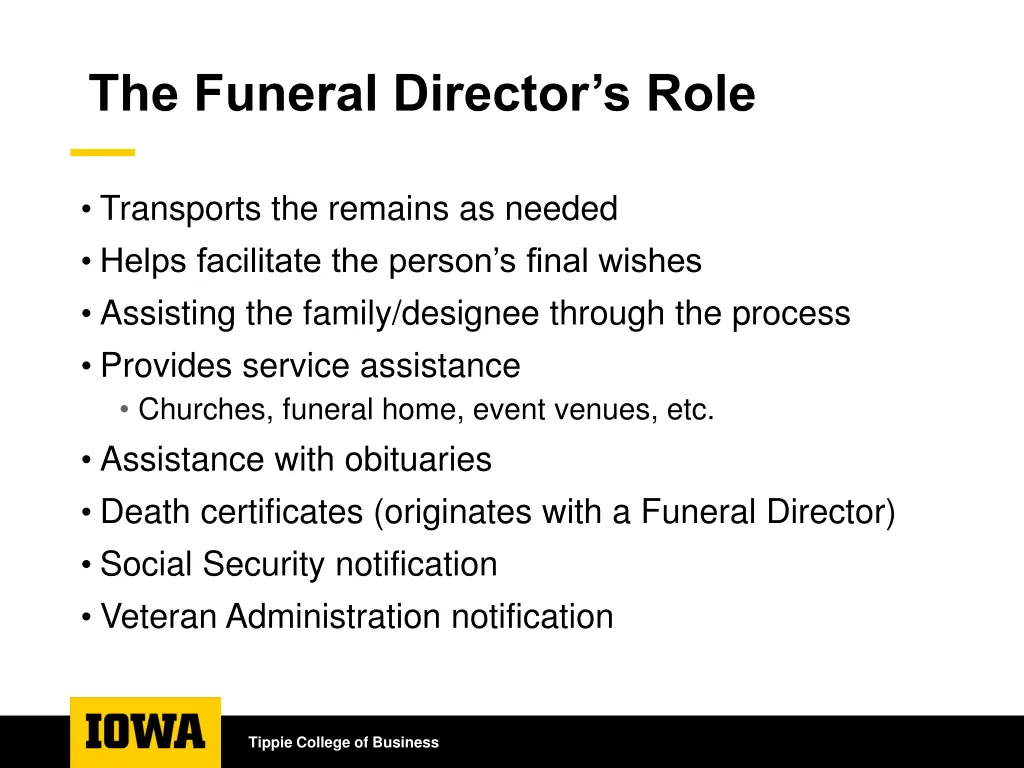 the funeral director s role