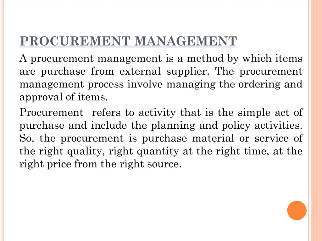 procurement management a procurement management