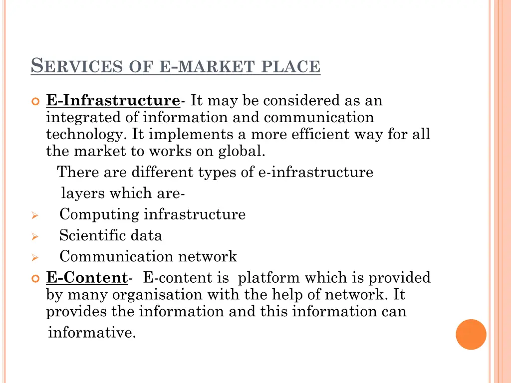 s ervices of e market place