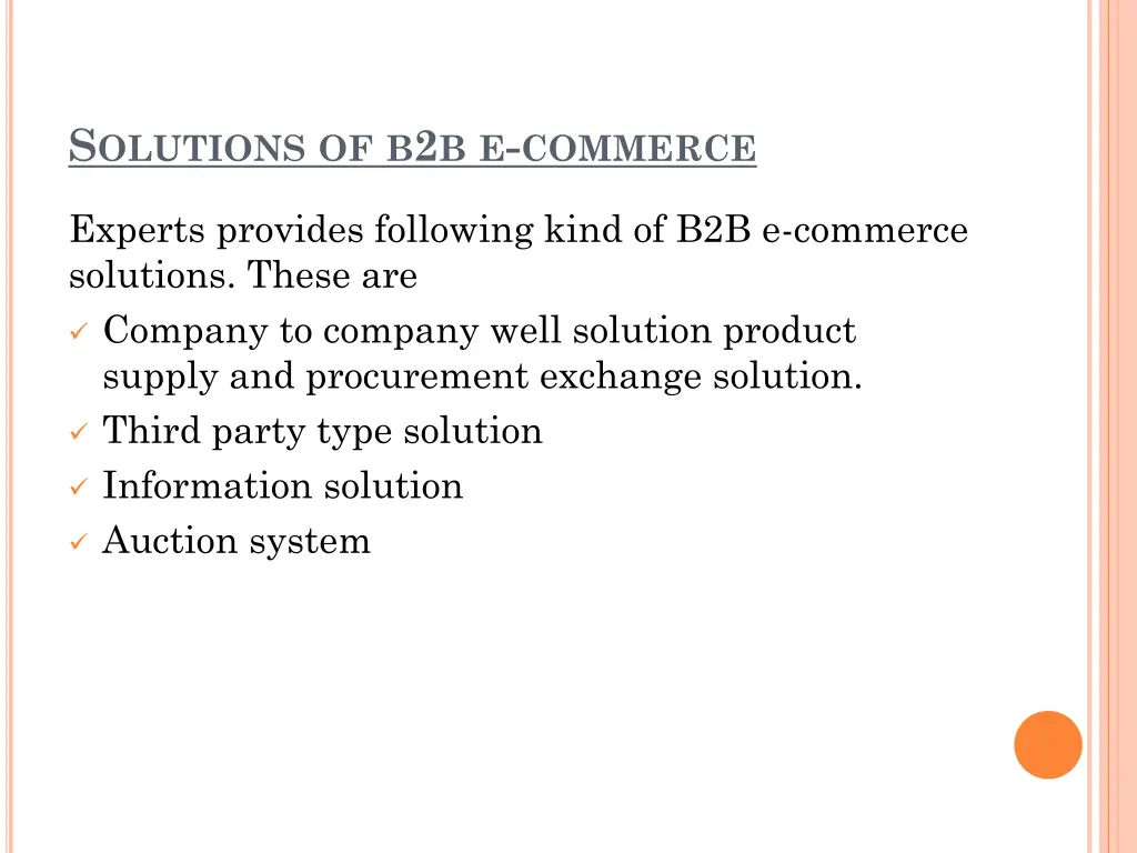 s olutions of b 2 b e commerce