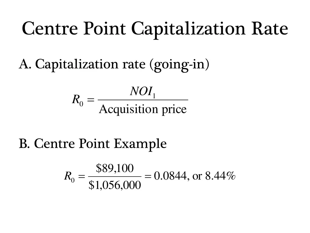 centre point capitalization rate