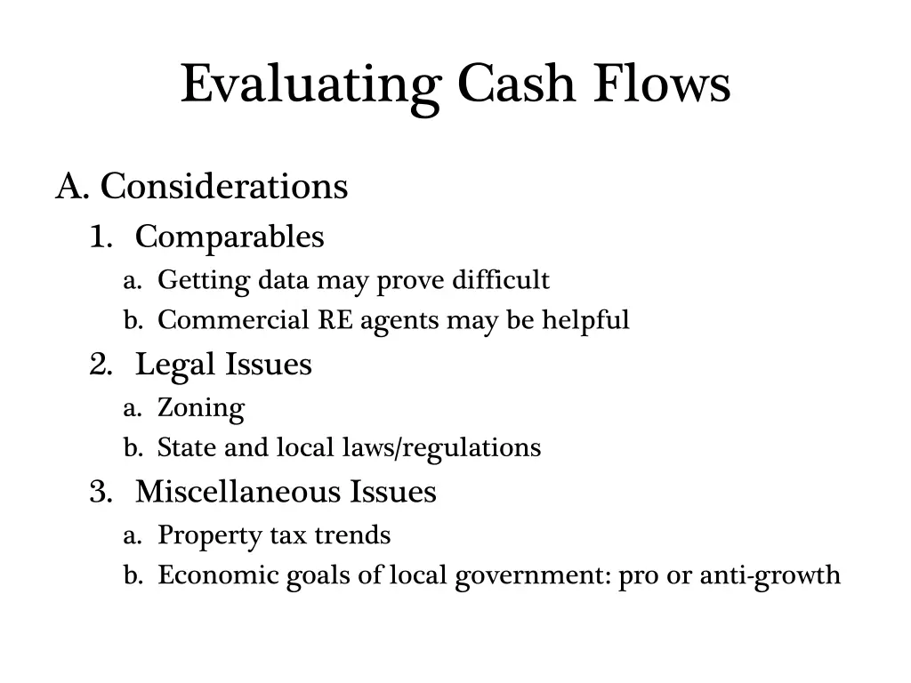 evaluating cash flows