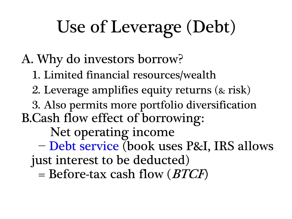 use of leverage debt