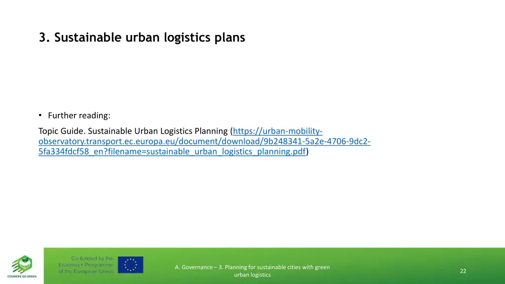 3 sustainable urban logistics plans