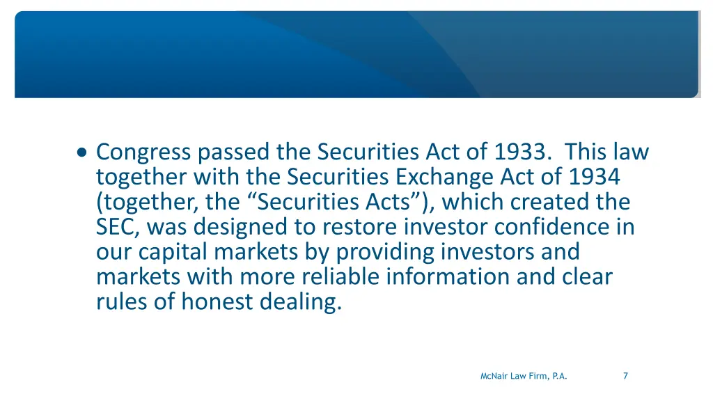 congress passed the securities act of 1933 this