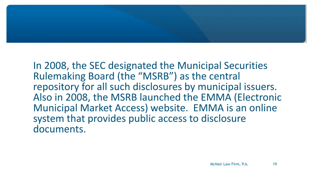 in 2008 the sec designated the municipal