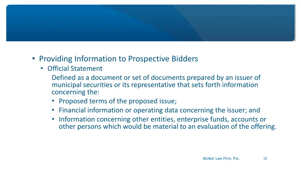 providing information to prospective bidders
