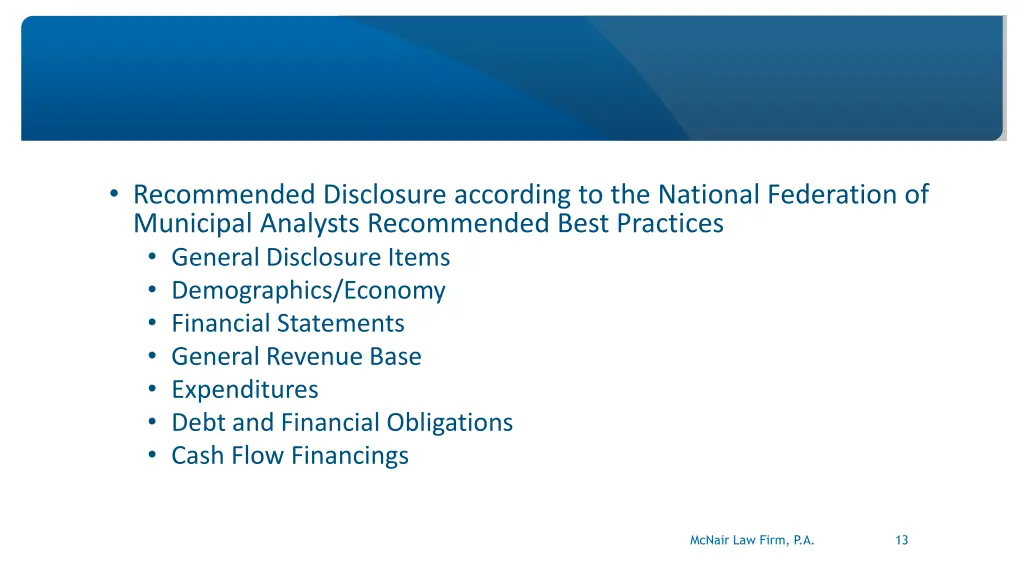 recommended disclosure according to the national
