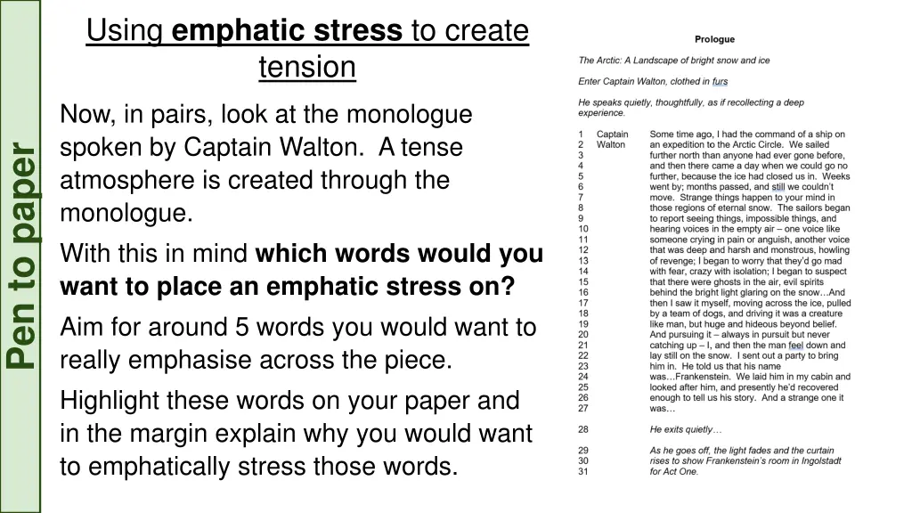 using emphatic stress to create tension