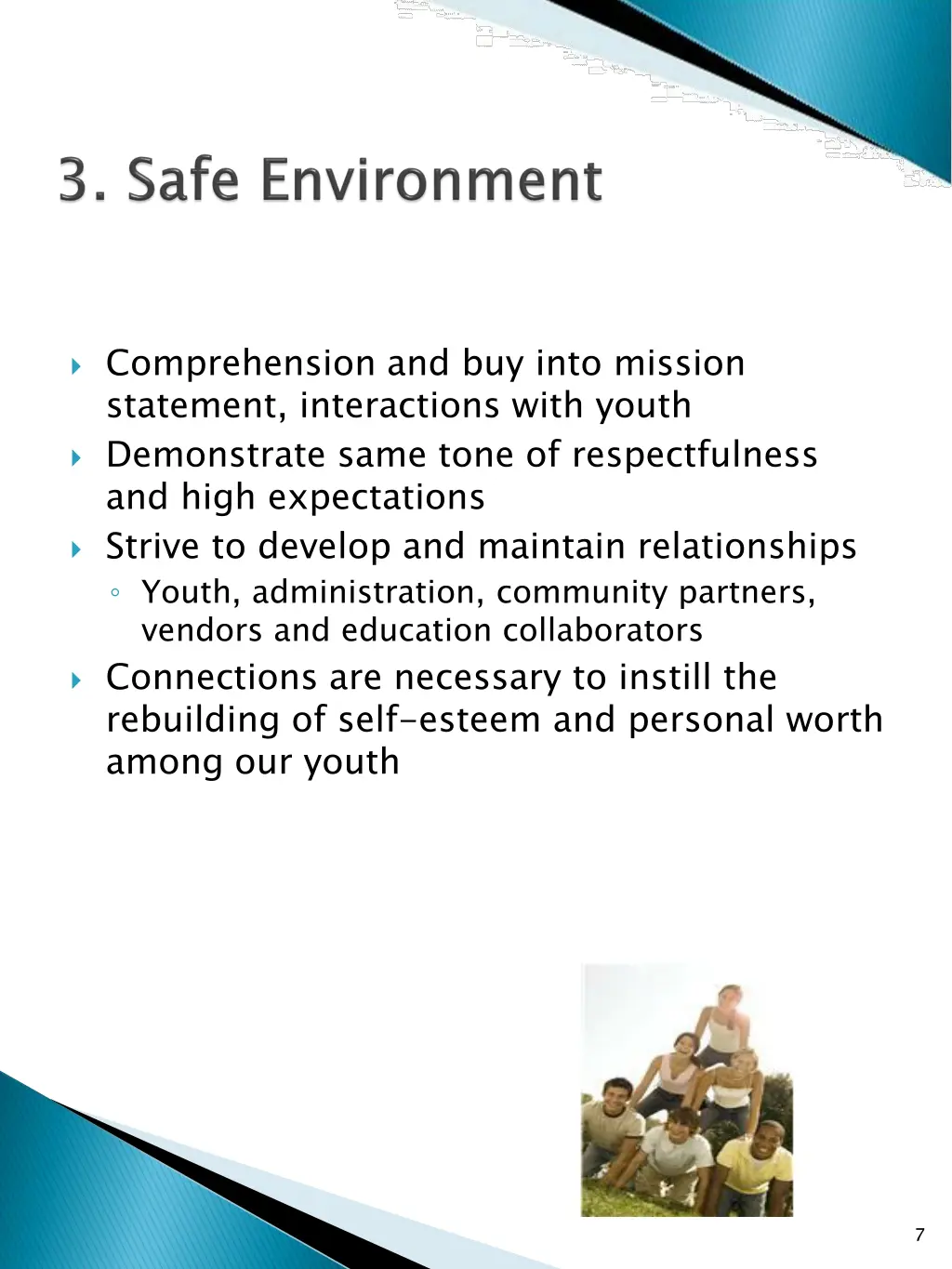 comprehension and buy into mission statement