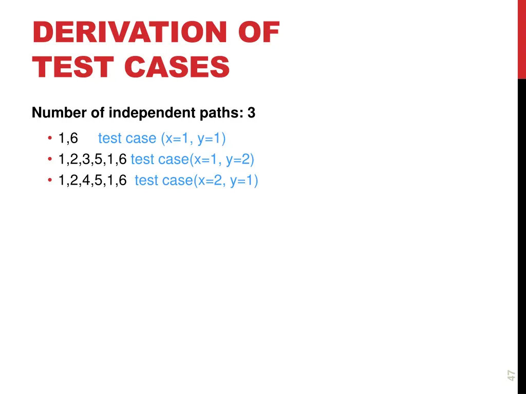 derivation of test cases