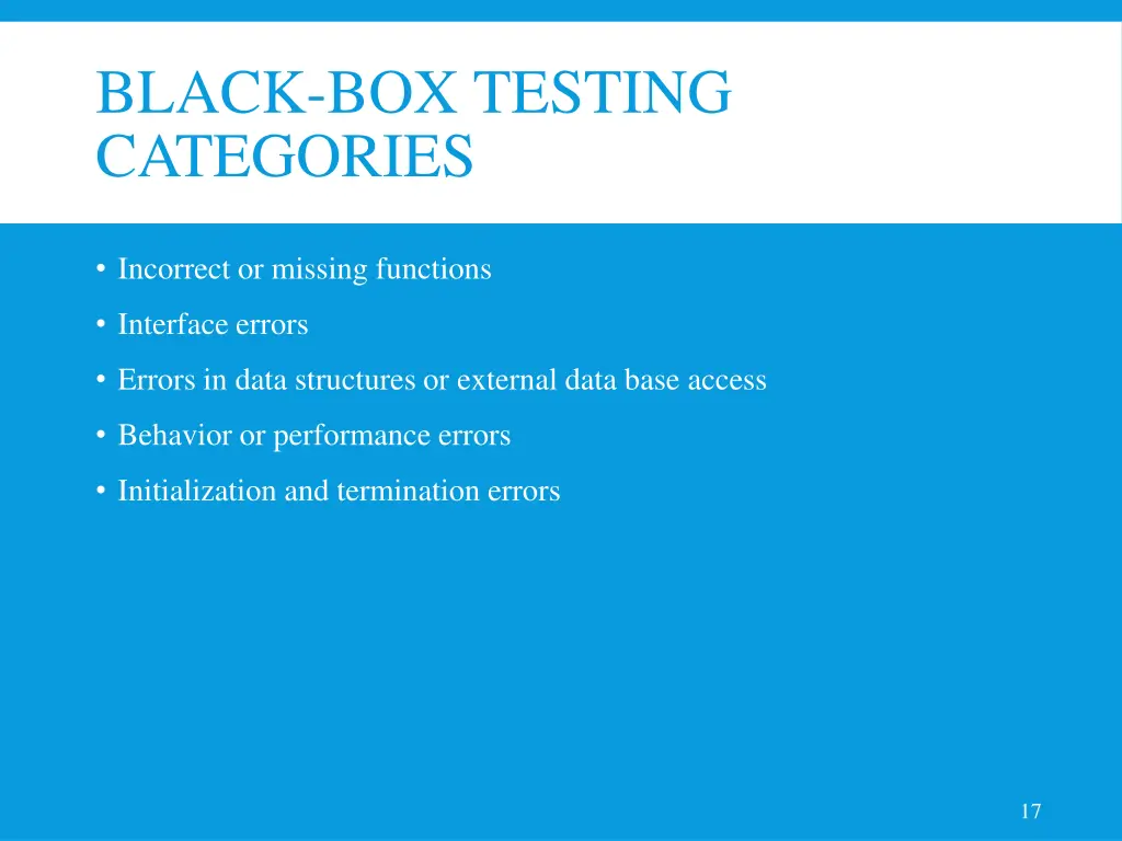 black box testing categories