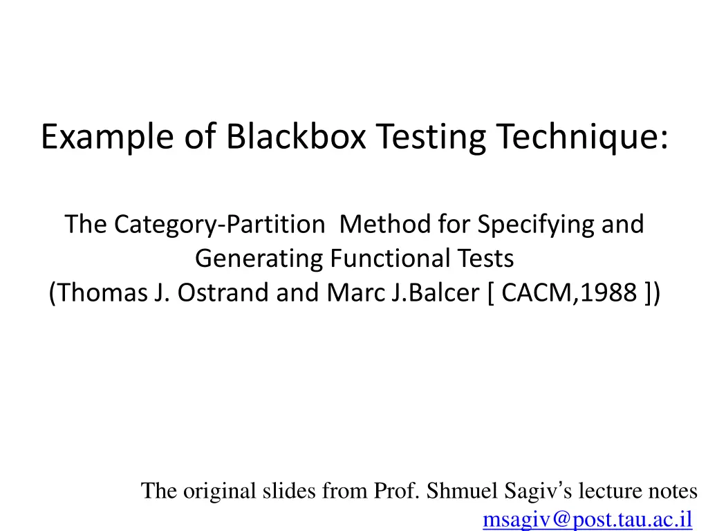 example of blackbox testing technique