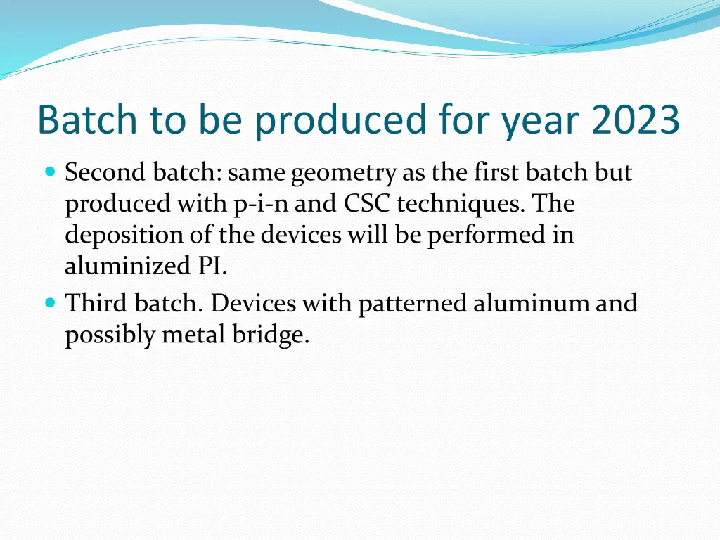 batch to be produced for year 2023