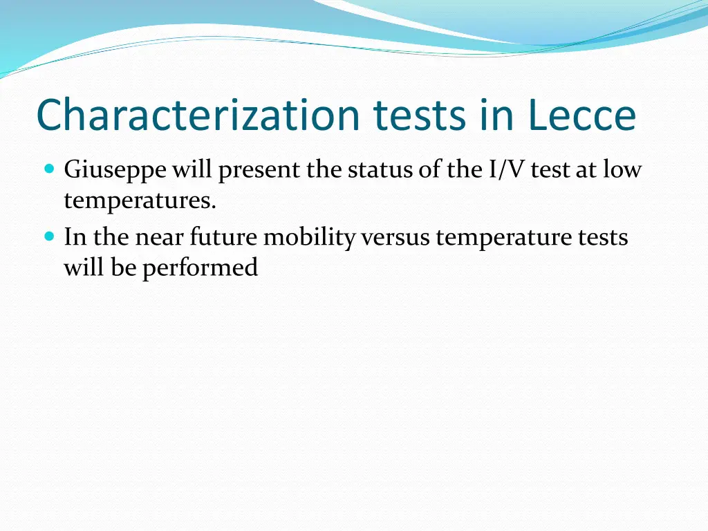 characterization tests in lecce