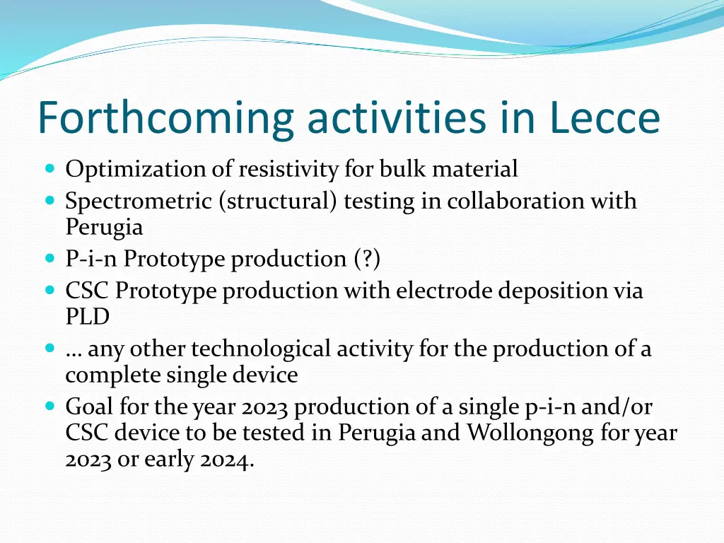 forthcoming activities in lecce