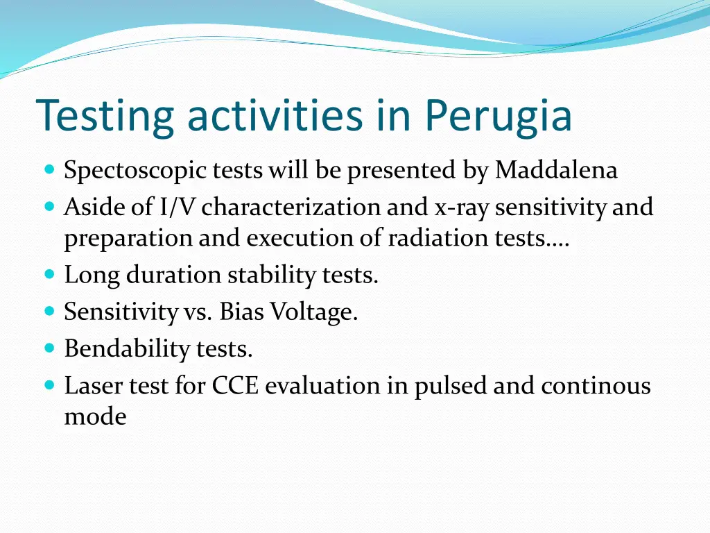 testing activities in perugia