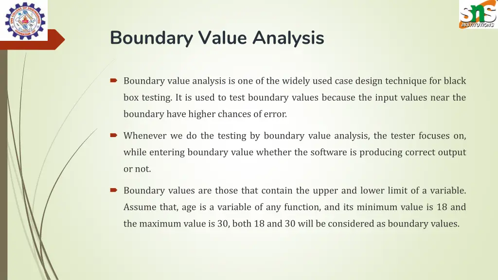 boundary value analysis