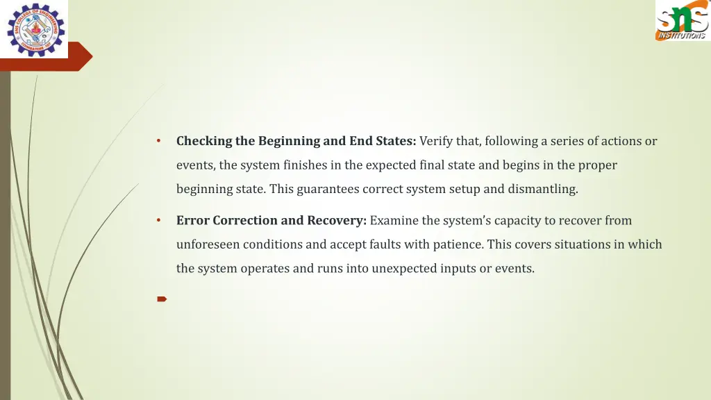 checking the beginning and end states verify that