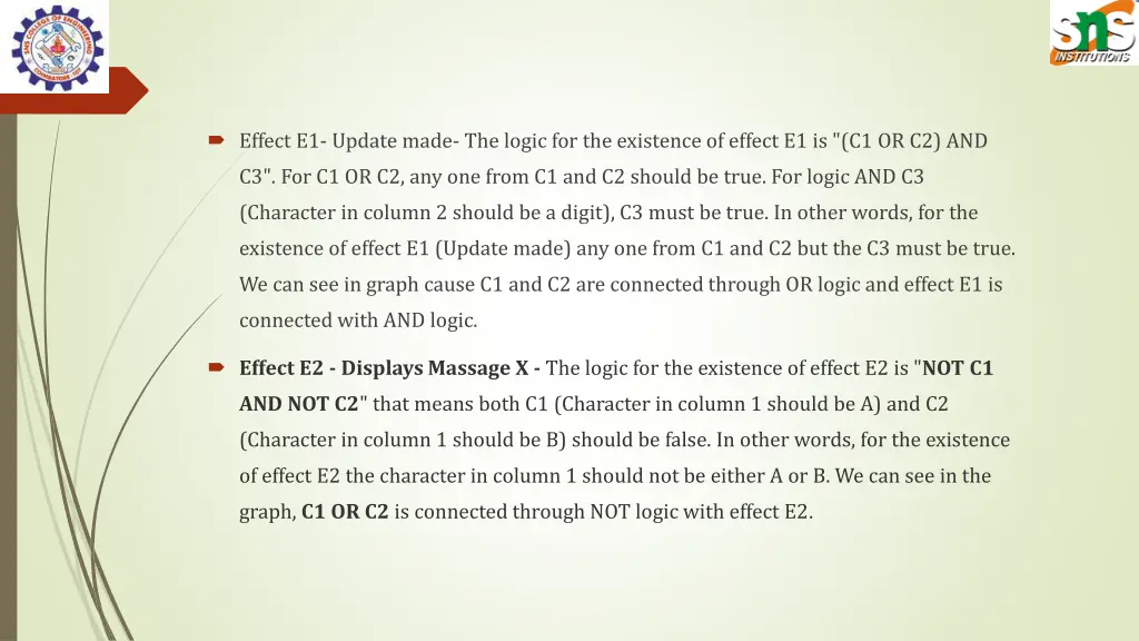 effect e1 update made the logic for the existence