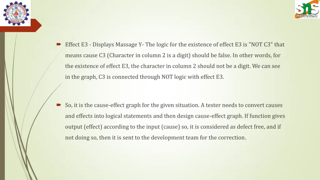 effect e3 displays massage y the logic
