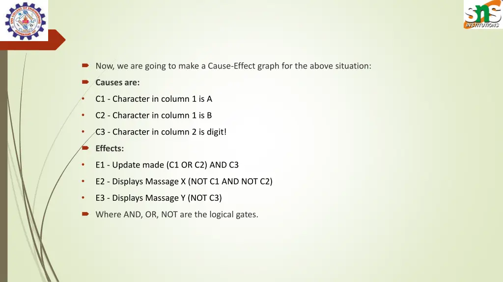 now we are going to make a cause effect graph