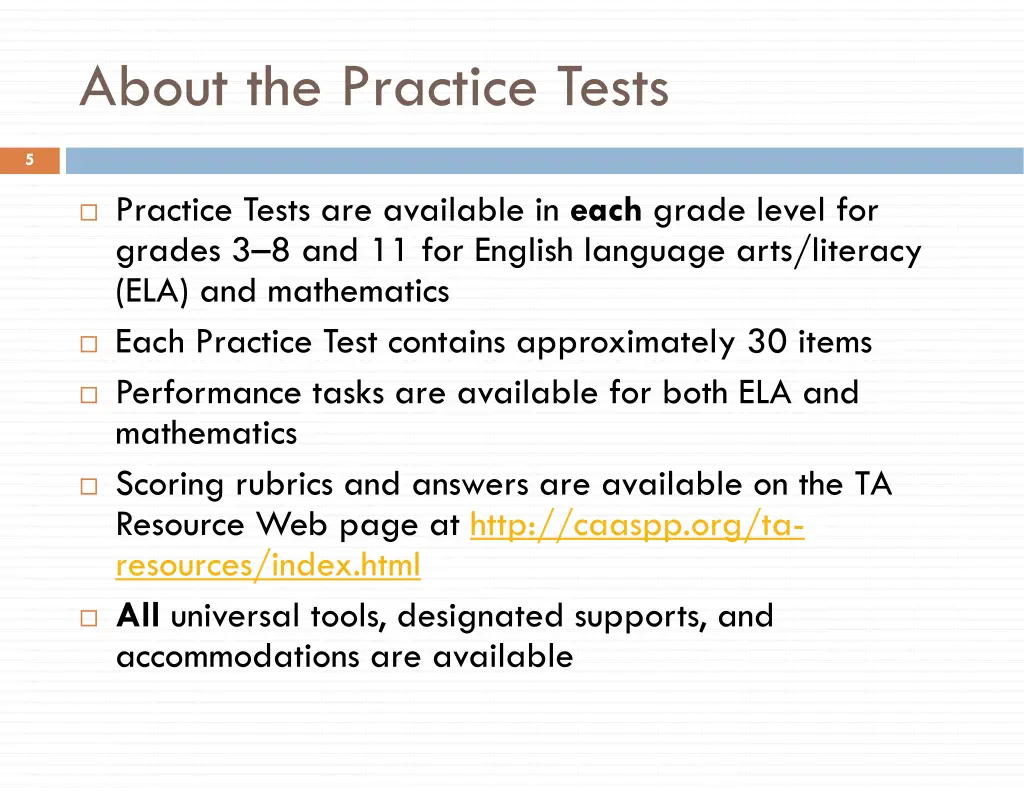 about the practice tests