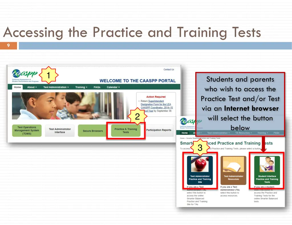 accessing the practice and training tests 9