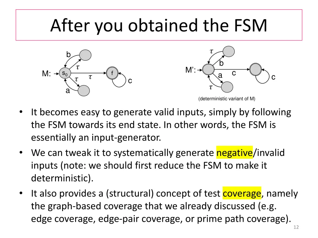 after you obtained the fsm