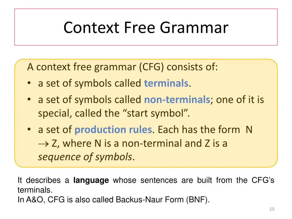 context free grammar