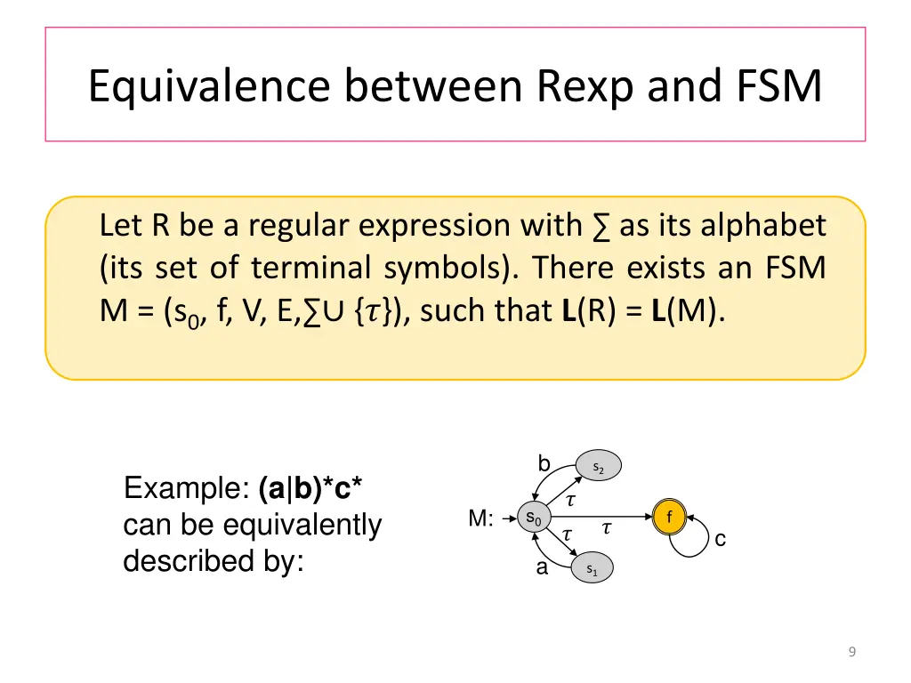 equivalence between rexp and fsm