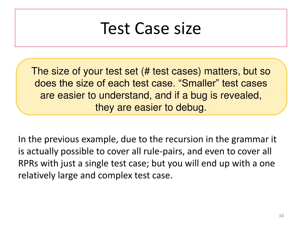 test case size