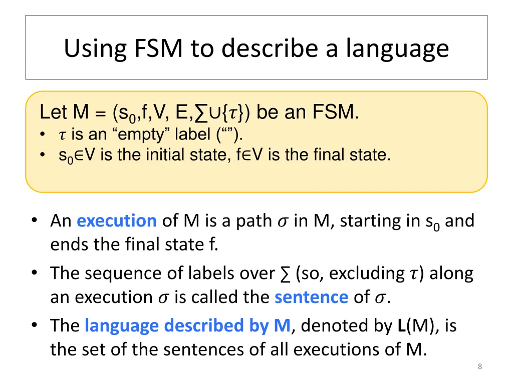 using fsm to describe a language